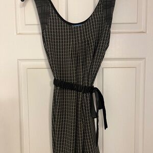 Black and grey tunic blouse with belt